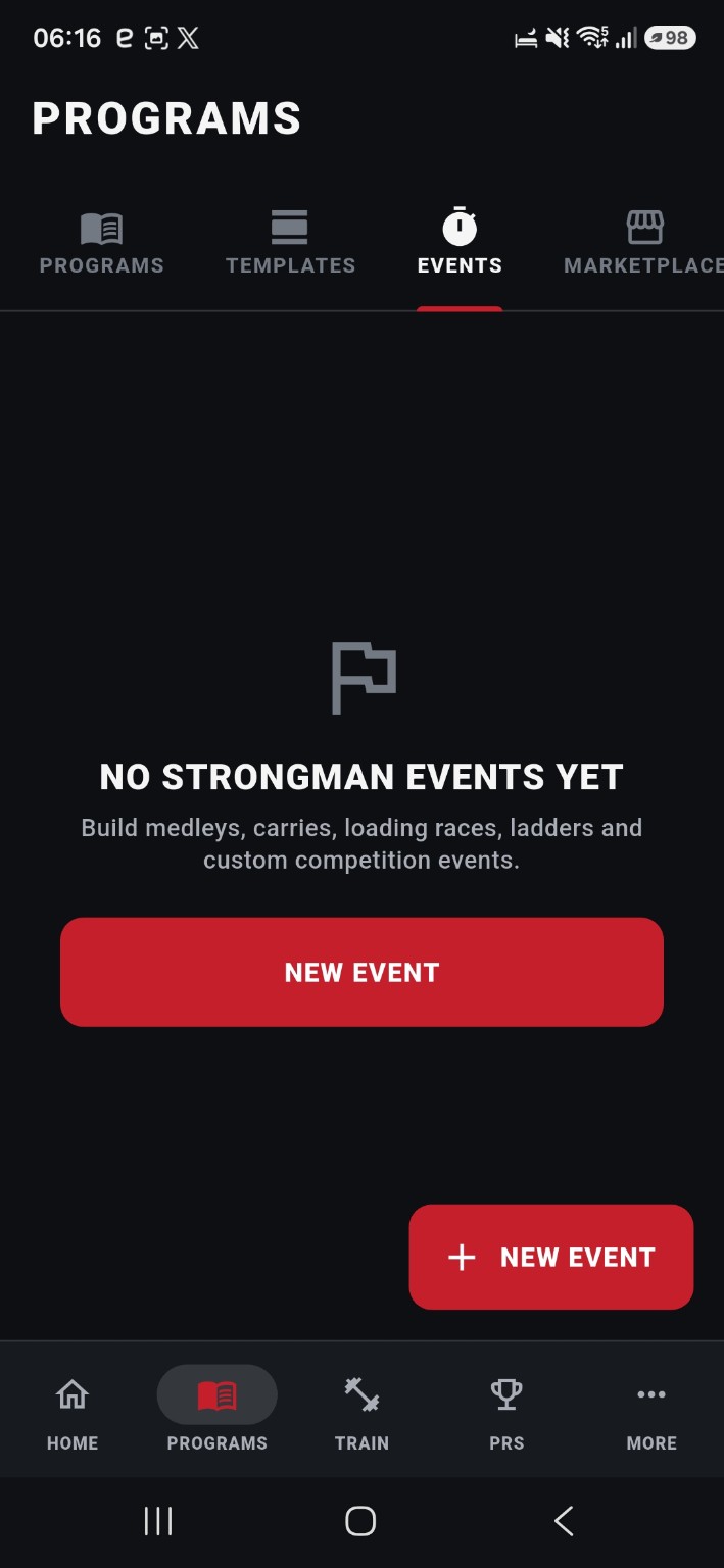 MHSWE Strongman Events screen